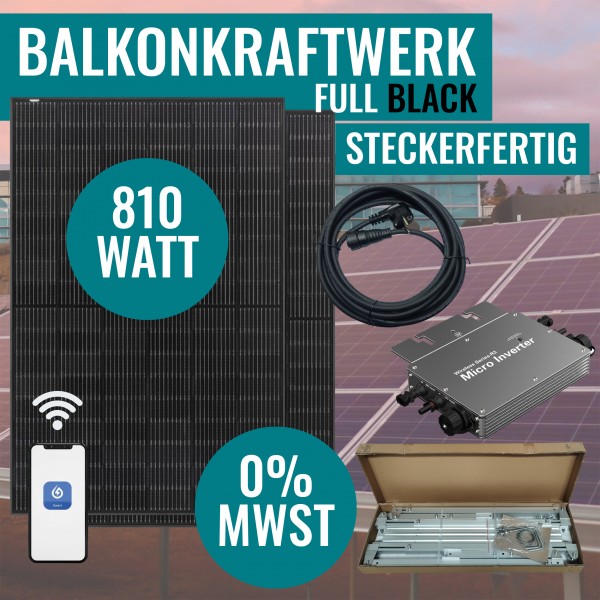 Solar Balkonkraftwerk 810W Full-Black Komplettpaket